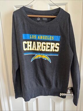 NFL Los Angeles Chargers Charcoal Crewneck Thin Sweatshirt